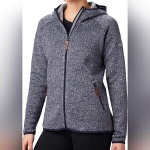 Columbia Blue Tweed Fleece Jacket Size Medium